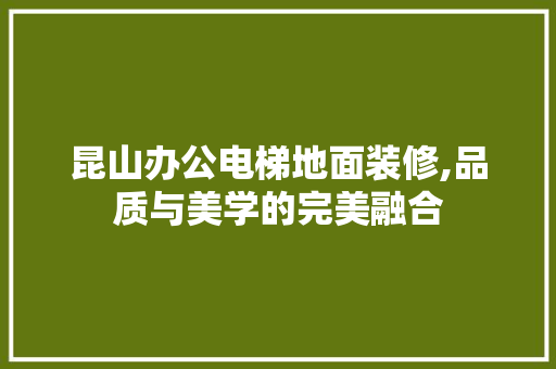 昆山办公电梯地面装修,品质与美学的完美融合 家居装修