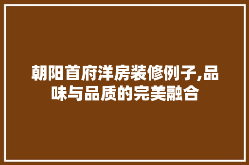 朝阳首府洋房装修例子,品味与品质的完美融合
