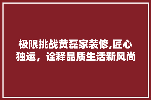 极限挑战黄磊家装修,匠心独运，诠释品质生活新风尚 室内设计