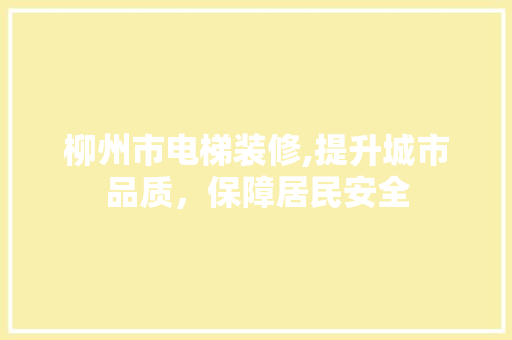 柳州市电梯装修,提升城市品质，保障居民安全 中式风格装饰