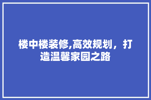楼中楼装修,高效规划，打造温馨家园之路