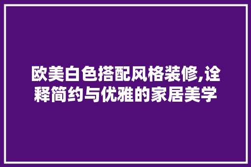 欧美白色搭配风格装修,诠释简约与优雅的家居美学 室内设计