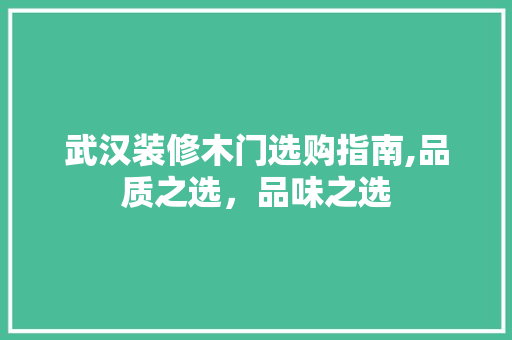武汉装修木门选购指南,品质之选，品味之选 卧室装修