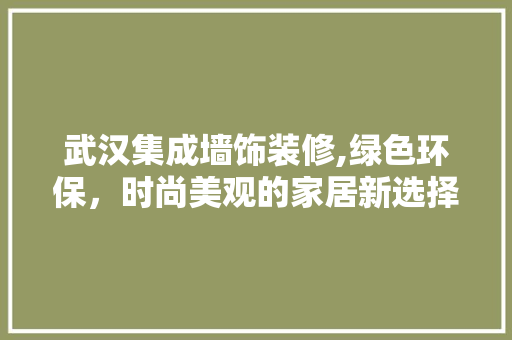 武汉集成墙饰装修,绿色环保，时尚美观的家居新选择 现代风格装饰