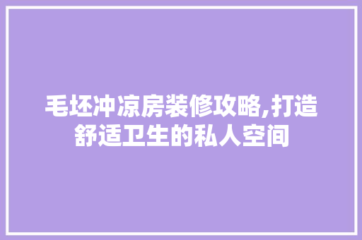 毛坯冲凉房装修攻略,打造舒适卫生的私人空间 现代风格装饰