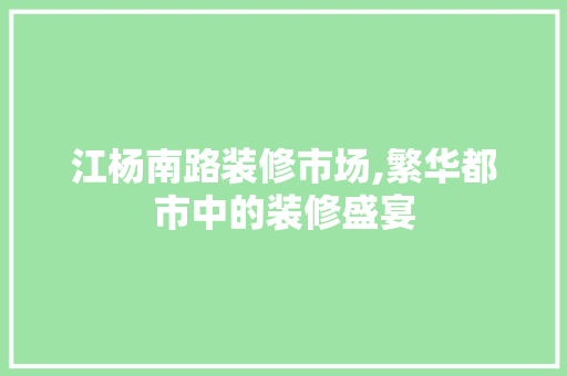 江杨南路装修市场,繁华都市中的装修盛宴