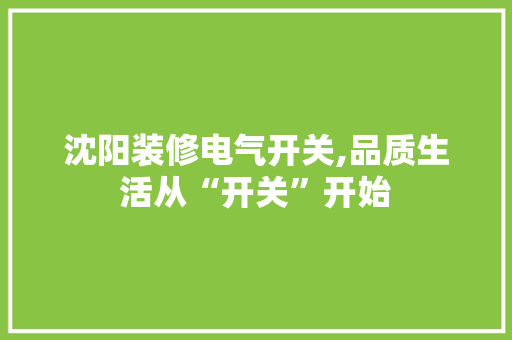 沈阳装修电气开关,品质生活从“开关”开始 现代风格装饰