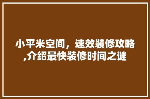小平米空间，速效装修攻略,介绍最快装修时间之谜 客厅装修