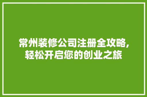 常州装修公司注册全攻略,轻松开启您的创业之旅 室内设计