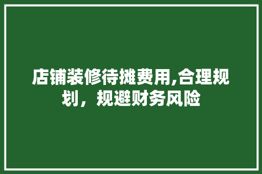 店铺装修待摊费用,合理规划，规避财务风险 卧室装修