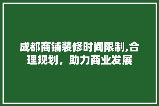 成都商铺装修时间限制,合理规划，助力商业发展 中式风格装饰