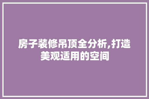 房子装修吊顶全分析,打造美观适用的空间 客厅装修