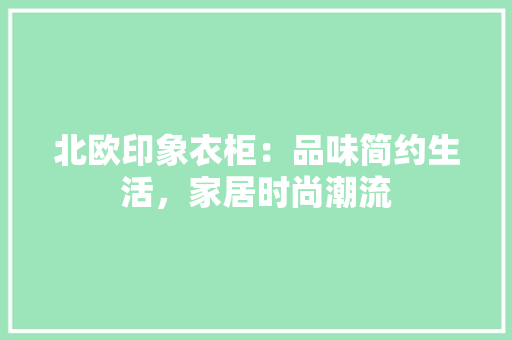 北欧印象衣柜：品味简约生活，家居时尚潮流 家居装修