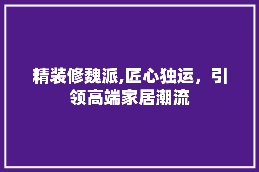 精装修魏派,匠心独运，引领高端家居潮流 家居装修