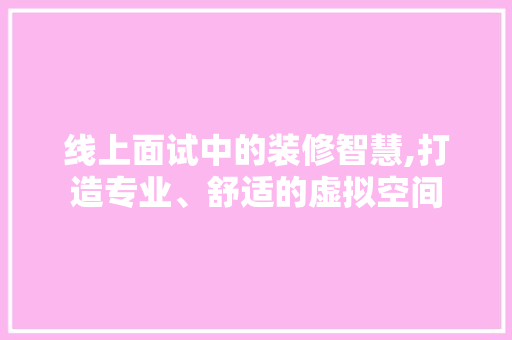 线上面试中的装修智慧,打造专业、舒适的虚拟空间