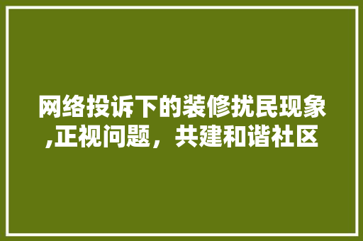 网络投诉下的装修扰民现象,正视问题，共建和谐社区 家居装修