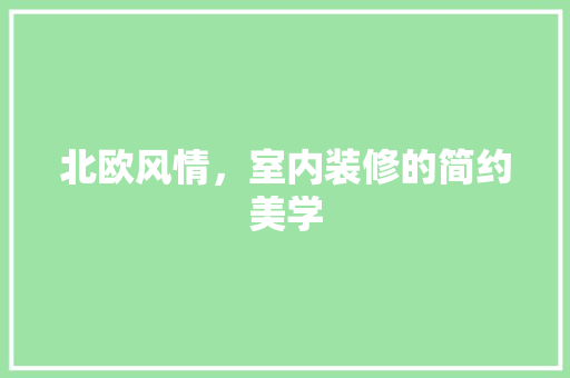 北欧风情，室内装修的简约美学 家居装修