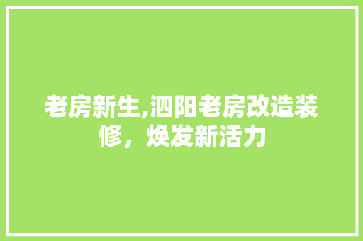 老房新生,泗阳老房改造装修，焕发新活力