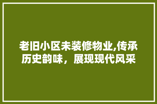 老旧小区未装修物业,传承历史韵味，展现现代风采