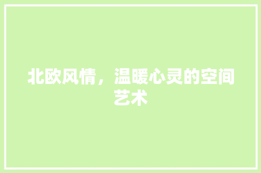 北欧风情，温暖心灵的空间艺术 家居装修
