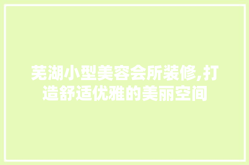 芜湖小型美容会所装修,打造舒适优雅的美丽空间 卧室装修