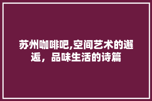 苏州咖啡吧,空间艺术的邂逅，品味生活的诗篇