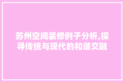 苏州空间装修例子分析,探寻传统与现代的和谐交融