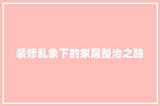 装修乱象下的家居整治之路 软装设计