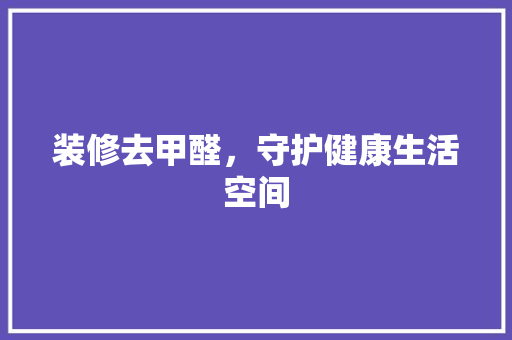 装修去甲醛，守护健康生活空间