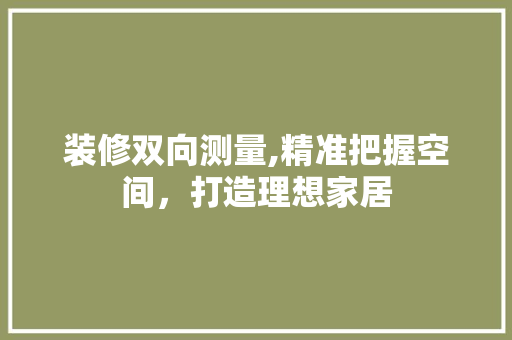 装修双向测量,精准把握空间，打造理想家居 家居装修