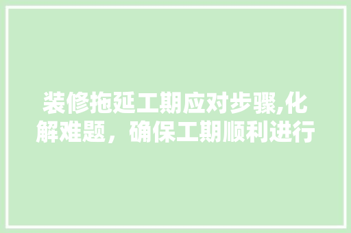 装修拖延工期应对步骤,化解难题，确保工期顺利进行 木雕艺术