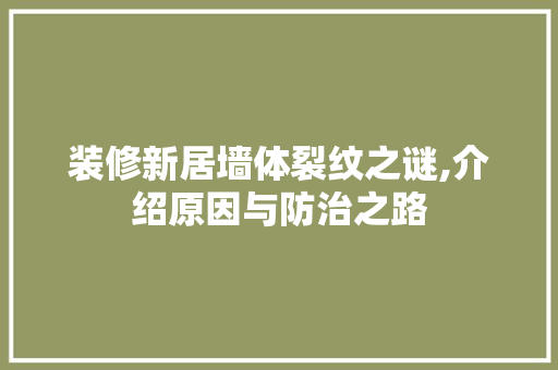 装修新居墙体裂纹之谜,介绍原因与防治之路