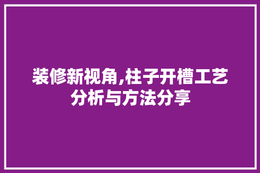 装修新视角,柱子开槽工艺分析与方法分享 中式风格装饰