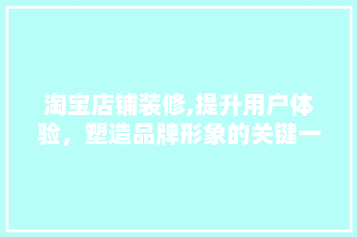 淘宝店铺装修,提升用户体验，塑造品牌形象的关键一环