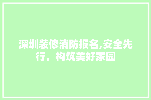深圳装修消防报名,安全先行，构筑美好家园 现代风格装饰