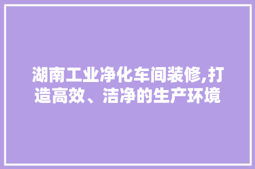 湖南工业净化车间装修,打造高效、洁净的生产环境 中式风格装饰