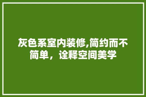 灰色系室内装修,简约而不简单，诠释空间美学 客厅装修