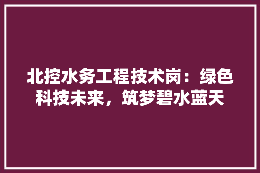 北控水务工程技术岗：绿色科技未来，筑梦碧水蓝天 家居装修