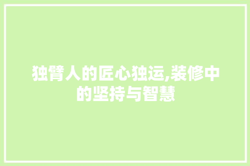 独臂人的匠心独运,装修中的坚持与智慧