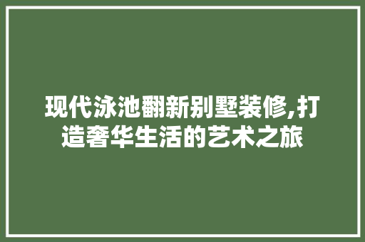 现代泳池翻新别墅装修,打造奢华生活的艺术之旅 现代风格装饰