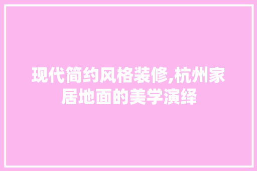 现代简约风格装修,杭州家居地面的美学演绎 地板材料
