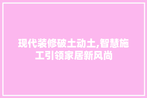 现代装修破土动土,智慧施工引领家居新风尚 现代风格装饰
