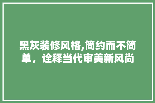 黑灰装修风格,简约而不简单，诠释当代审美新风尚 室内设计