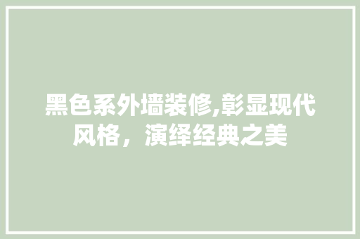 黑色系外墙装修,彰显现代风格，演绎经典之美 家居装修