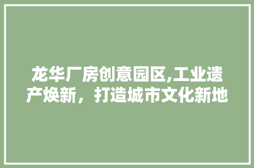 龙华厂房创意园区,工业遗产焕新，打造城市文化新地标