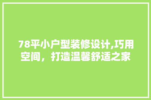 78平小户型装修设计,巧用空间，打造温馨舒适之家 家居装修