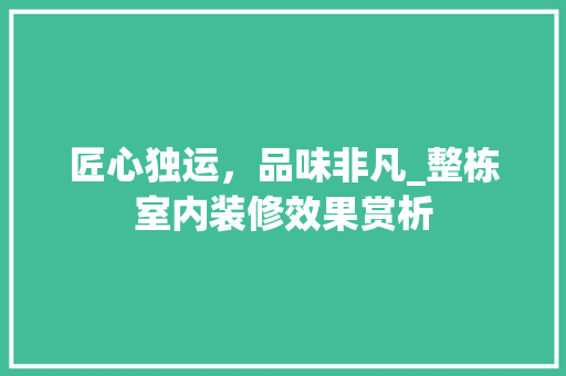匠心独运，品味非凡_整栋室内装修效果赏析 家居装修