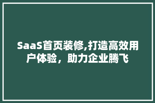 SaaS首页装修,打造高效用户体验，助力企业腾飞 软装设计