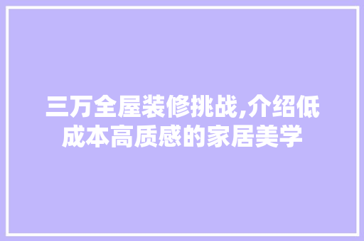 三万全屋装修挑战,介绍低成本高质感的家居美学 软装设计