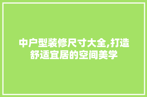 中户型装修尺寸大全,打造舒适宜居的空间美学